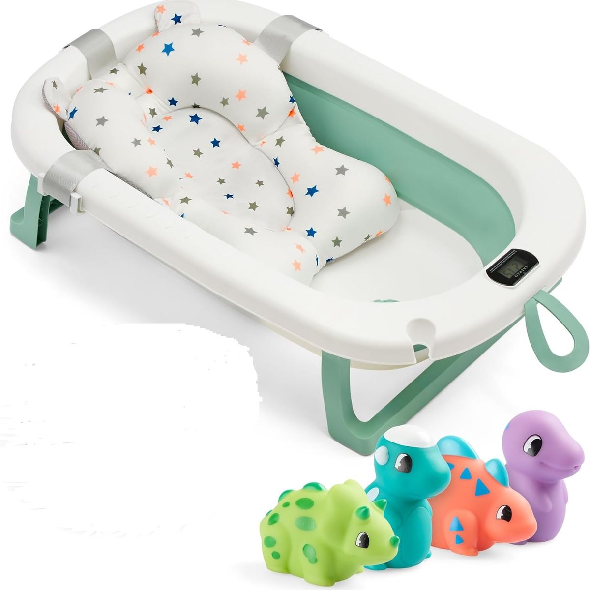 GENERICO - BAÑERA PARA BEBE PLEGABLE CON TERMOMETRO Y COJIN PREMIUM
