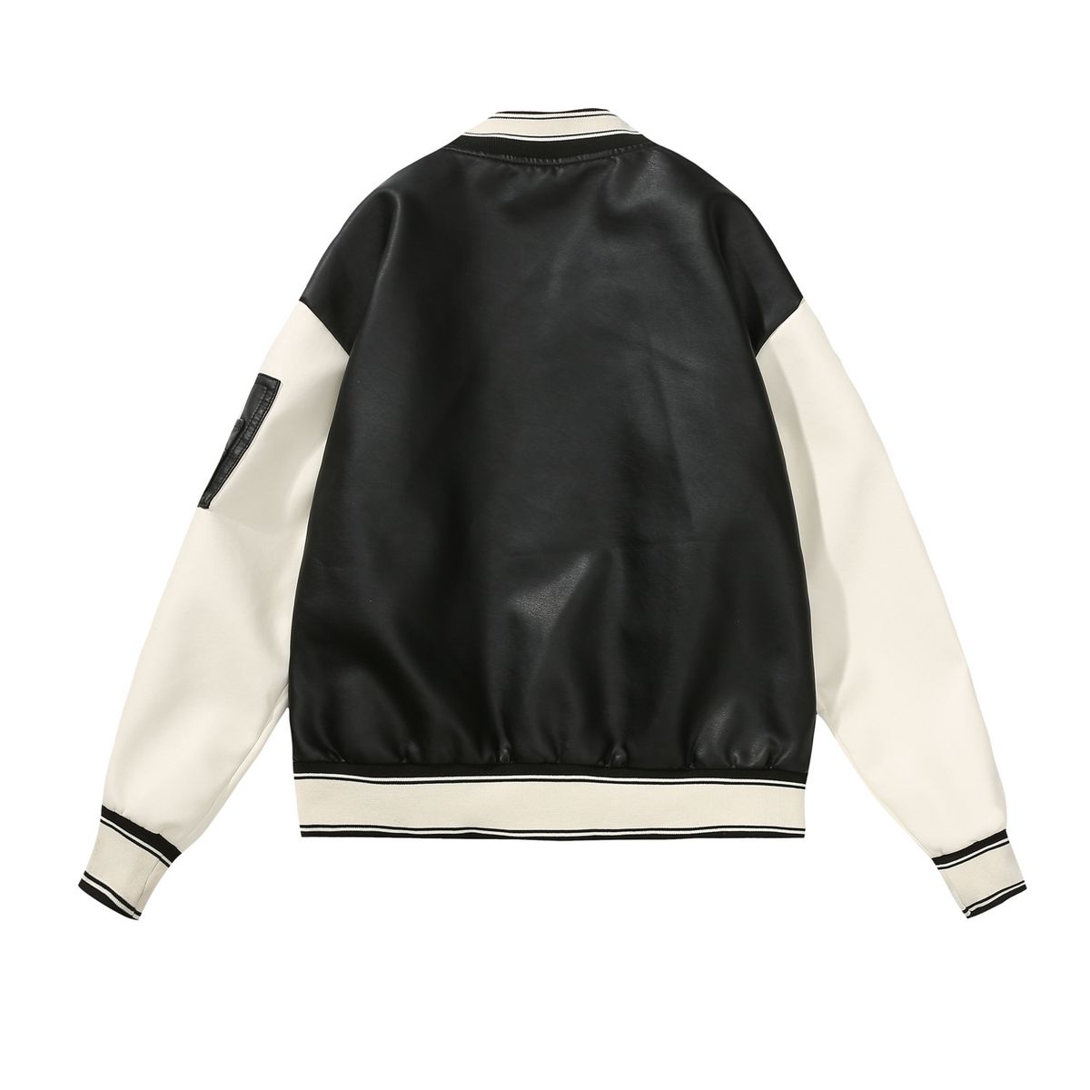 TIOZONEY - Chaqueta de PU para mujer - Mangas Negras