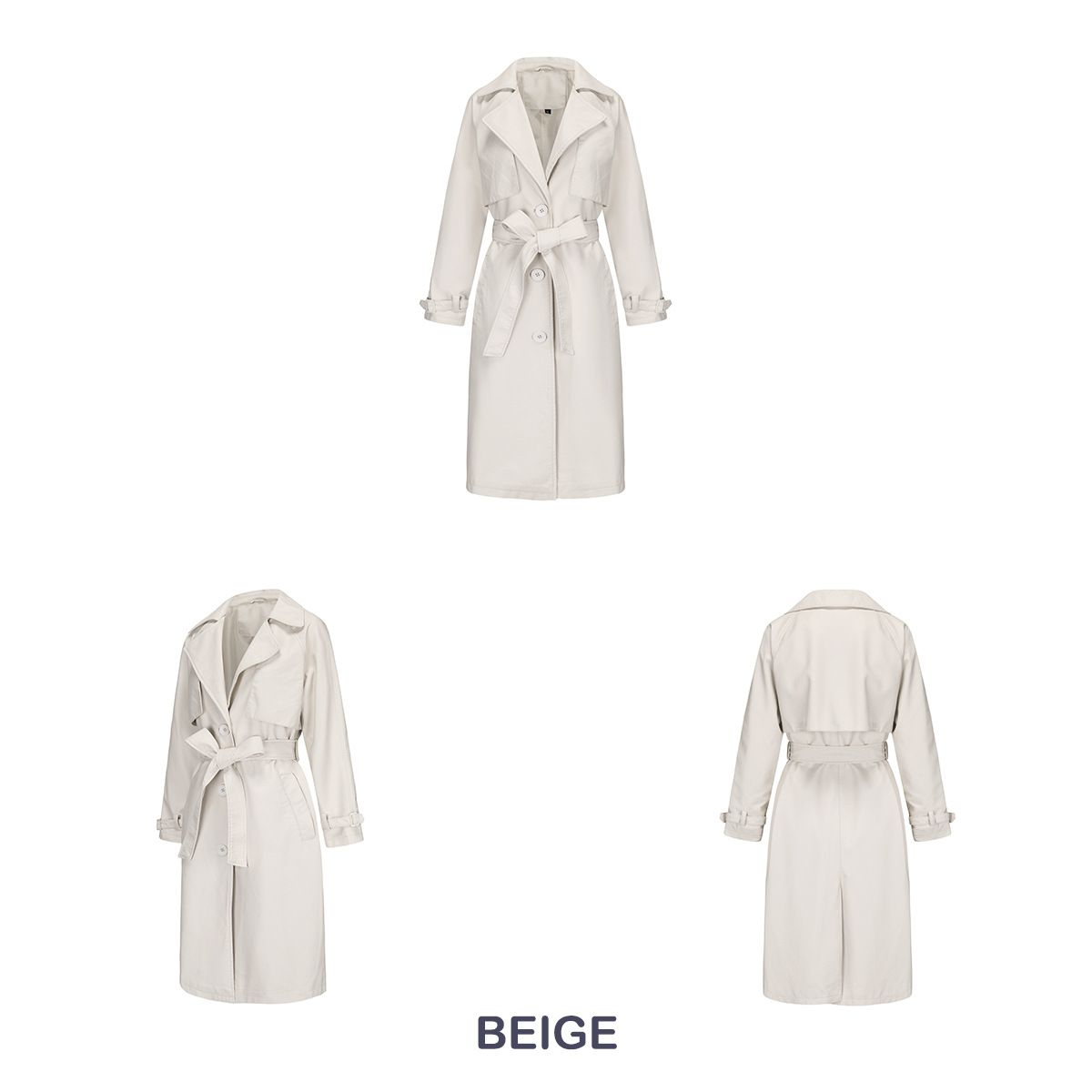 TIOZONEY - Chaqueta de piel con solapa- Blanco