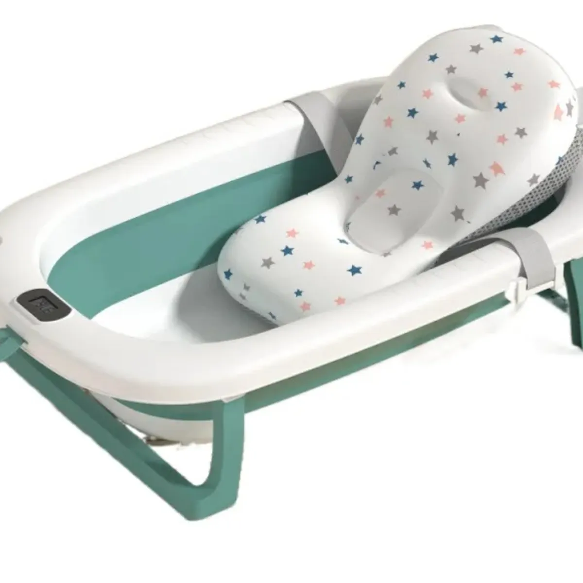 GENERICO - BAÑERA PARA BEBE PLEGABLE CON TERMOMETRO Y COJIN PREMIUM