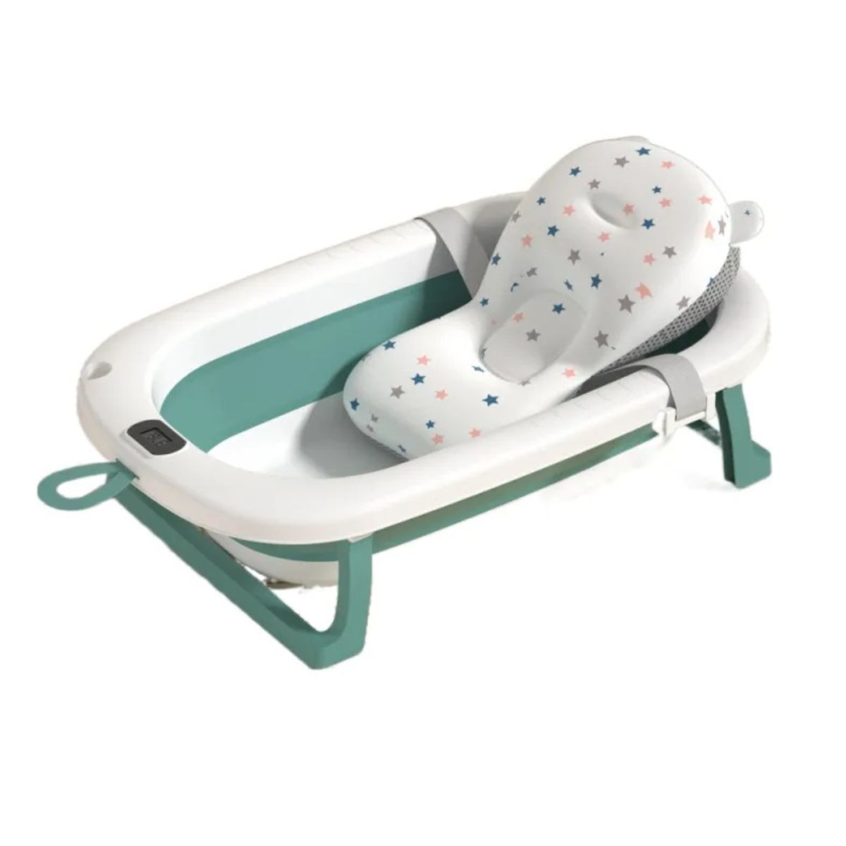GENERICO - BAÑERA PARA BEBE PLEGABLE CON TERMOMETRO Y COJIN PREMIUM