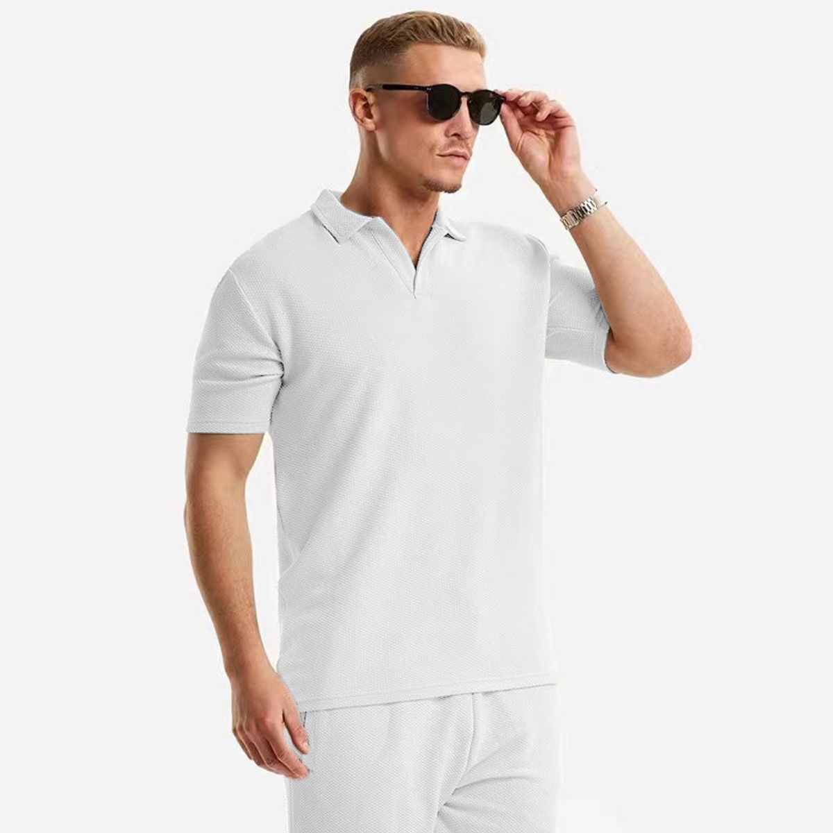 TIOZONEY - Traje de Verano Polera Polo Casual Hombres