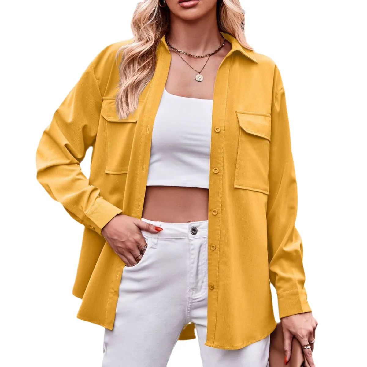 TIOZONEY - Blusa para Mujer Amarillo