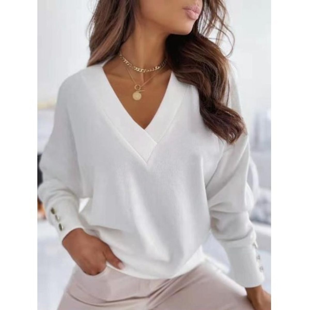 TIOZONEY - Cárdigan Mujer - Blanco