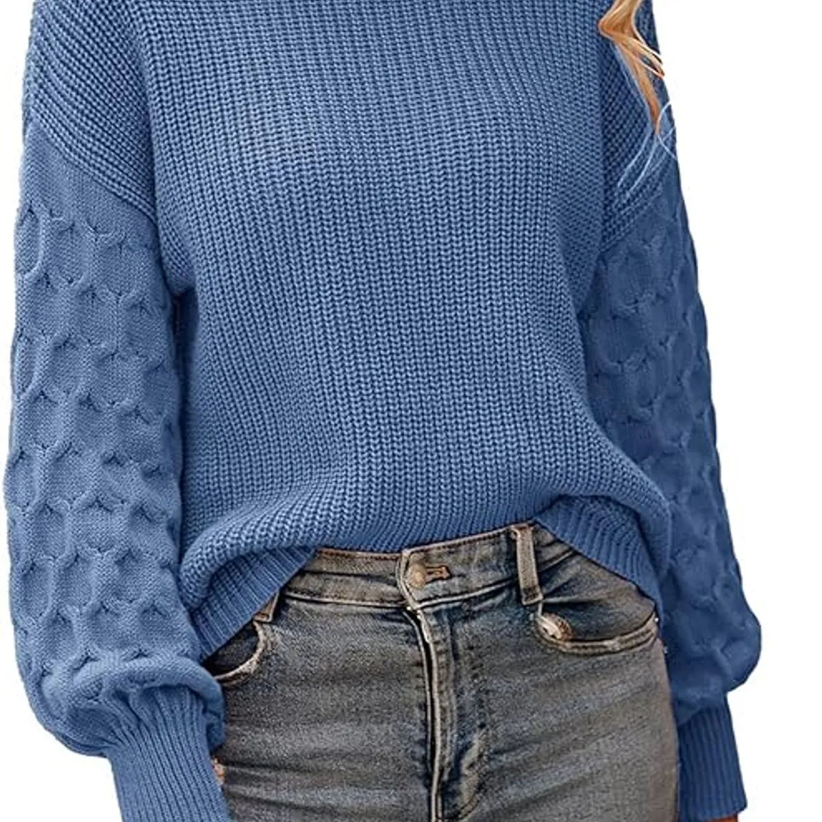 TIOZONEY - Suéter casual de manga larga - Azul