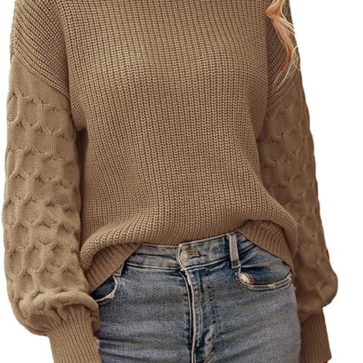 TIOZONEY - Suéter casual de manga larga - Marrón