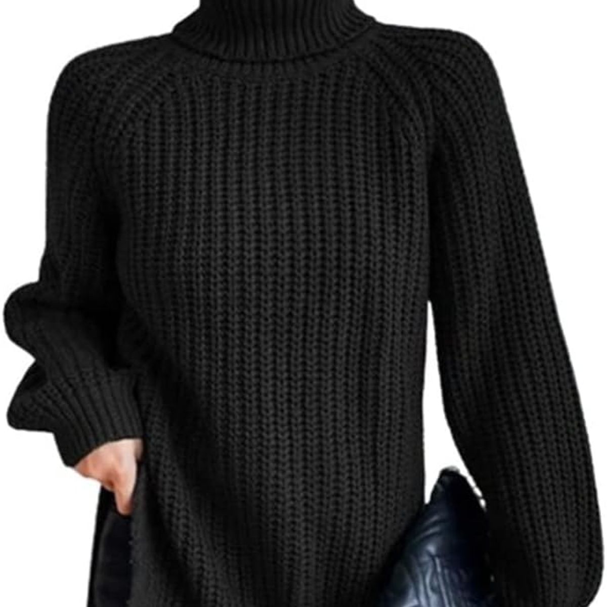 TIOZONEY - Suéter casual para mujeres  - Negro