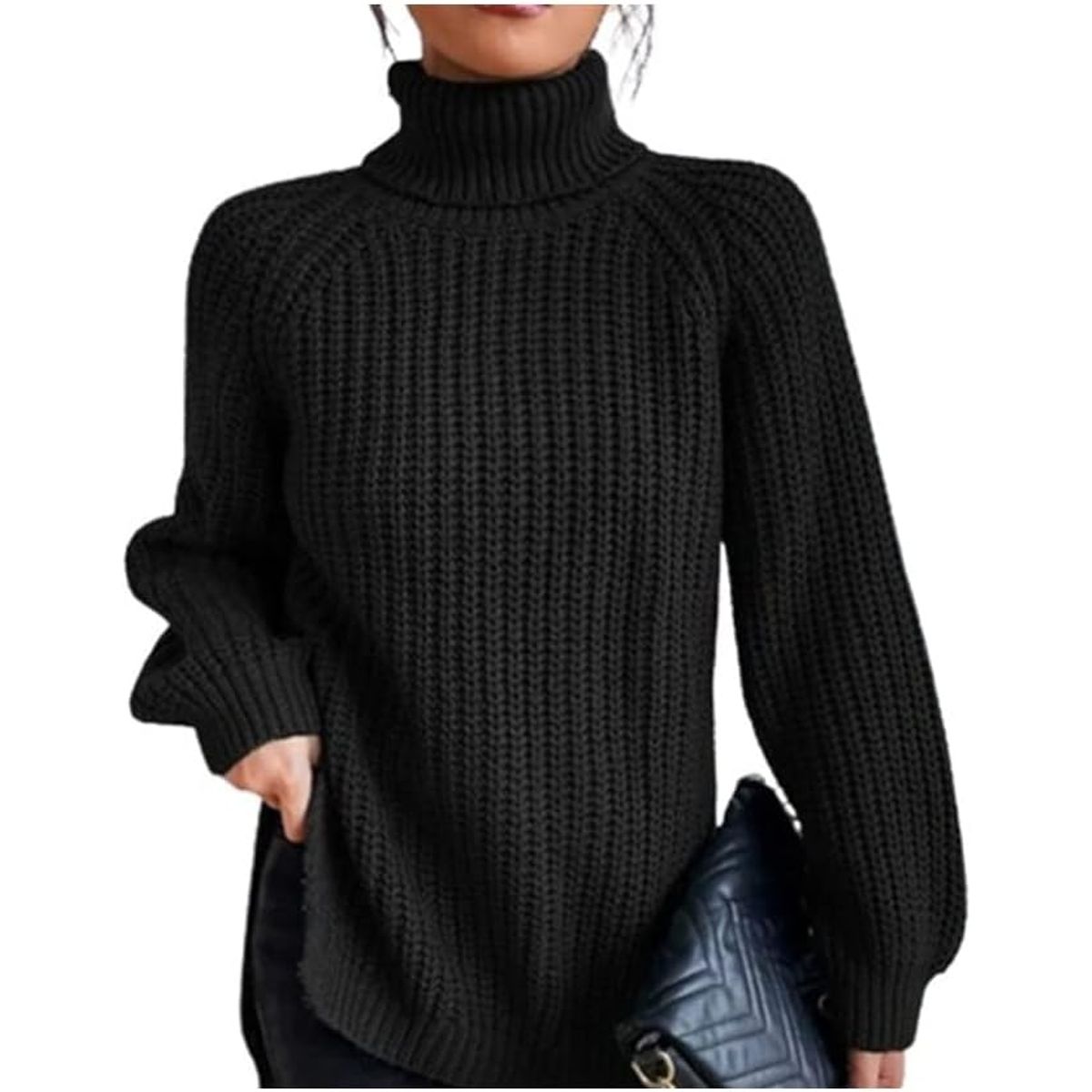 TIOZONEY - Suéter casual para mujeres  - Negro