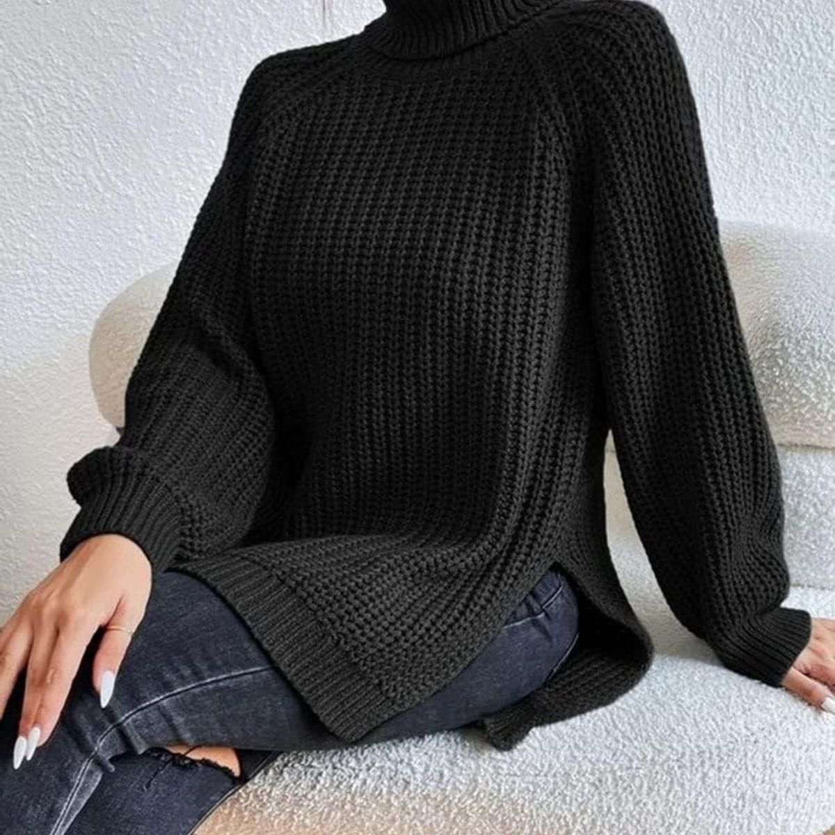 TIOZONEY - Suéter casual para mujeres  - Negro