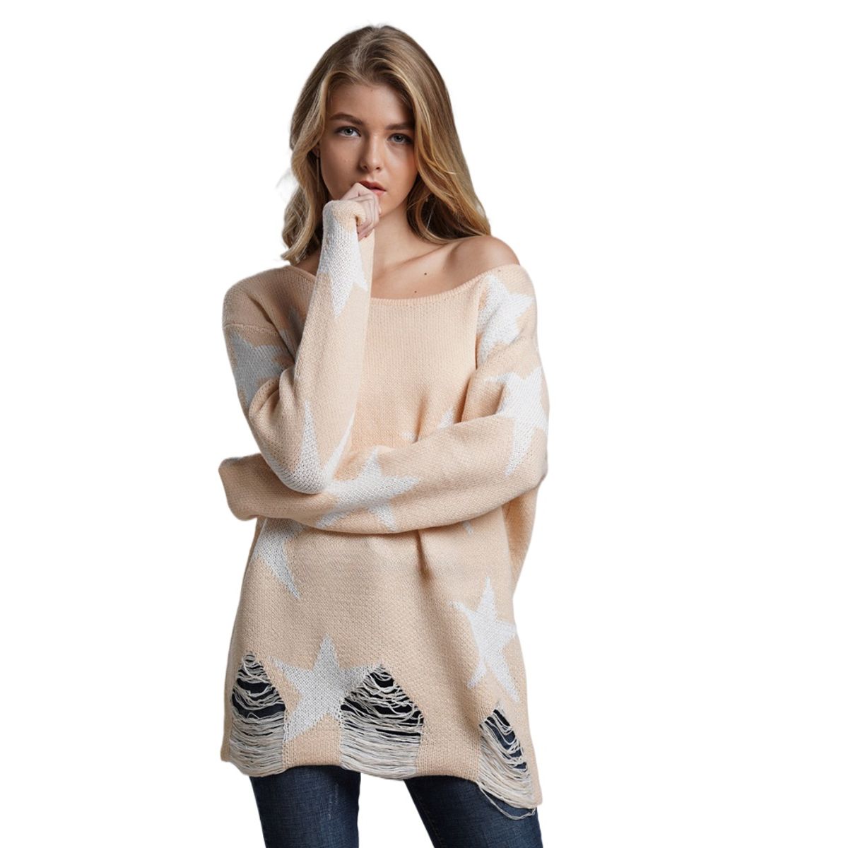 TIOZONEY - Suéter suelto en otoño e invierno - Beige