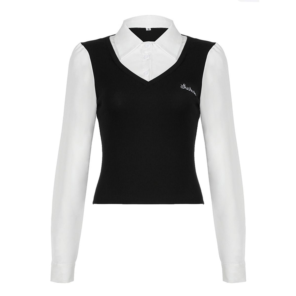 TIOZONEY - Blusa corta para mujeres - Negro