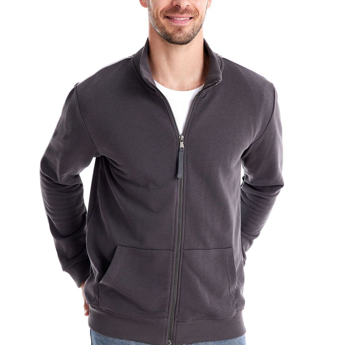 TIOZONEY - Sudadera con cremallera completa hombre