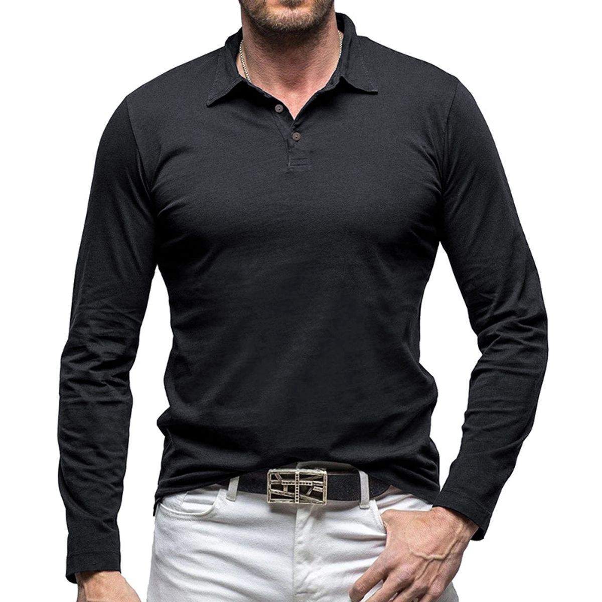 TIOZONEY - Algodón de manga larga para hombre