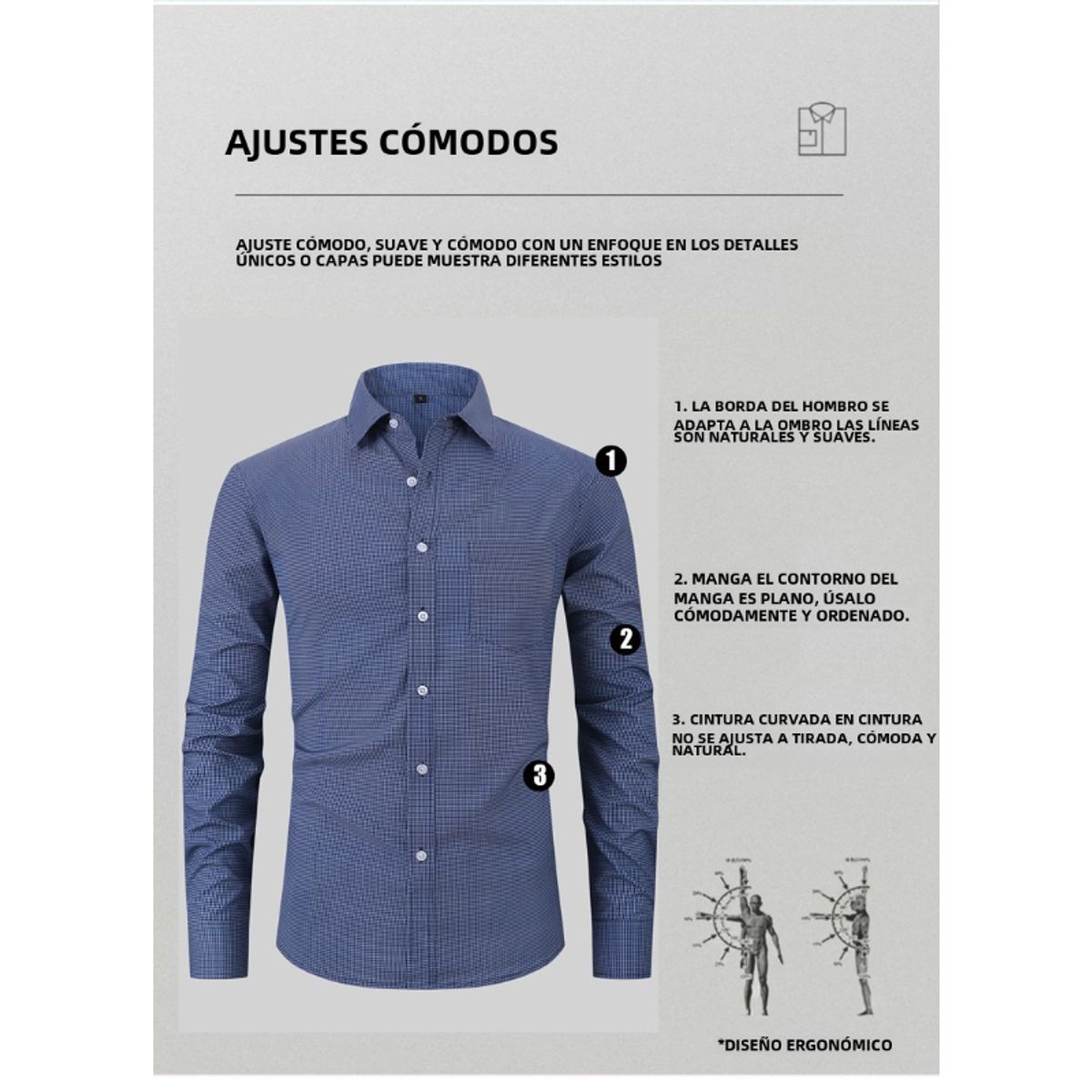 TIOZONEY - Camisa de cuadros elástica