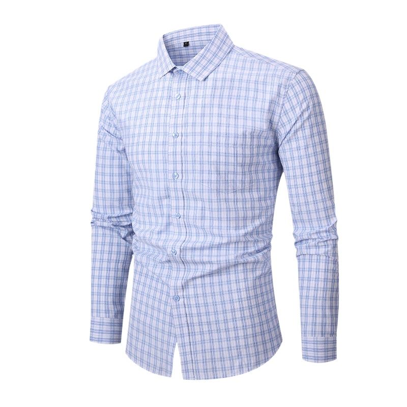 TIOZONEY - Camisa de cuadros elástica