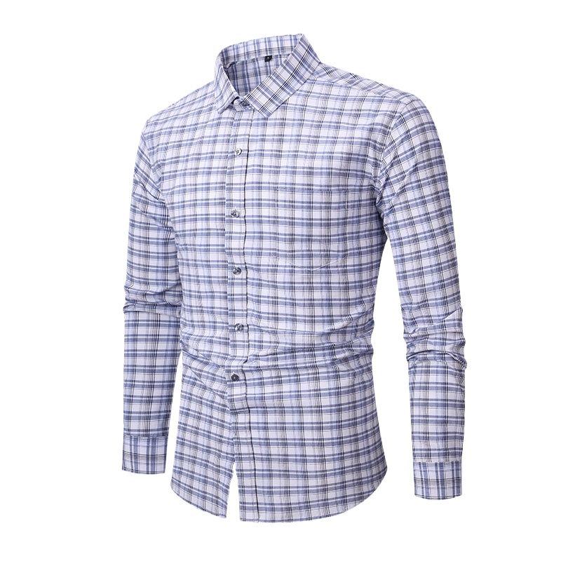 TIOZONEY - Camisa de cuadros elástica