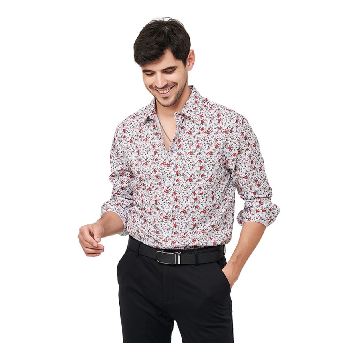 TIOZONEY - Camisa floral de manga larga