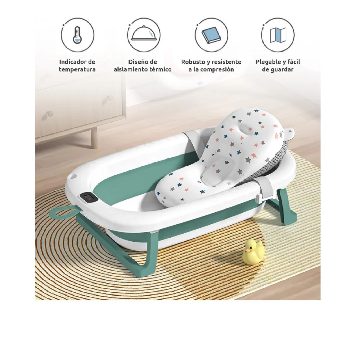 GENERICO - Tina bañera plegable con temperatura mas cojín para bebe