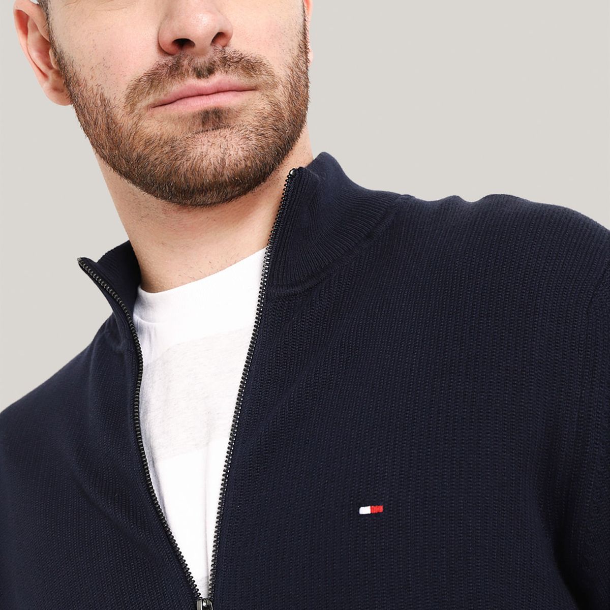 TOMMY HILFIGER - SWEATER CHAIN RIDGE STRUCTURE ZIP THRU