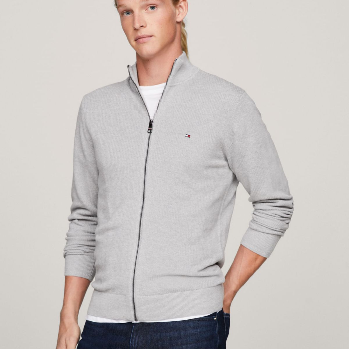 TOMMY HILFIGER - SWEATER CHAIN RIDGE STRUCTURE ZIP THRU