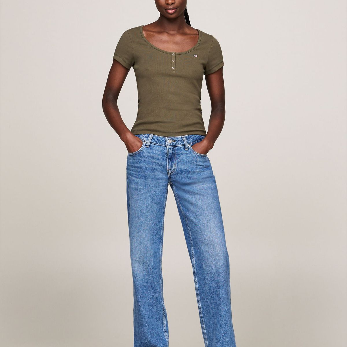 TOMMY HILFIGER - CAMISETA TJW SLIM HENLEY TOP SS