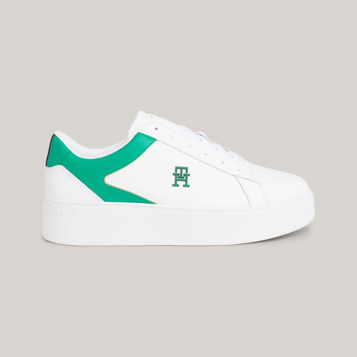 TOMMY HILFIGER - Zapatillas deportivas de cuero con plataforma  TH