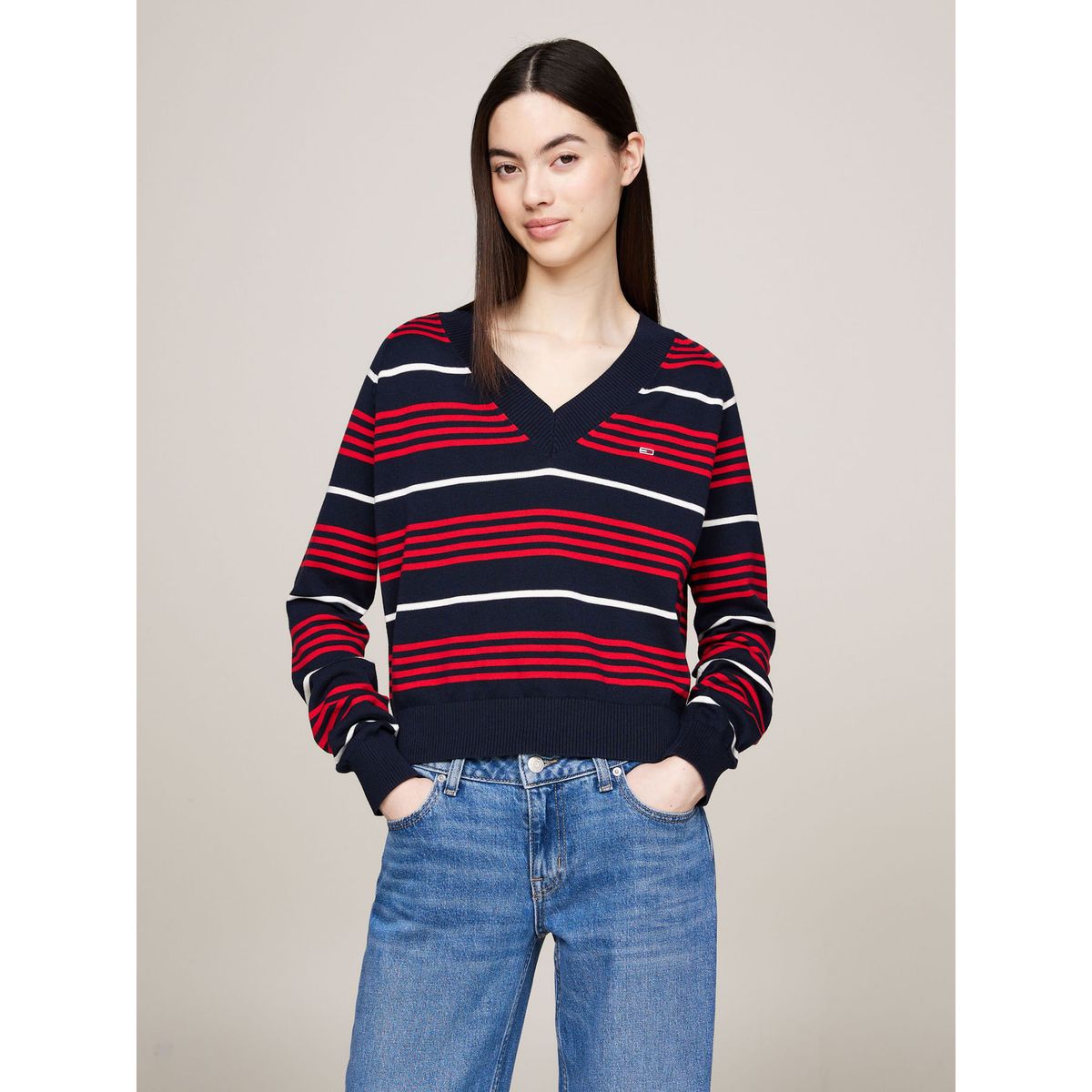 TOMMY HILFIGER - SWEATER TJW V-NECK STRIPE SWEATER