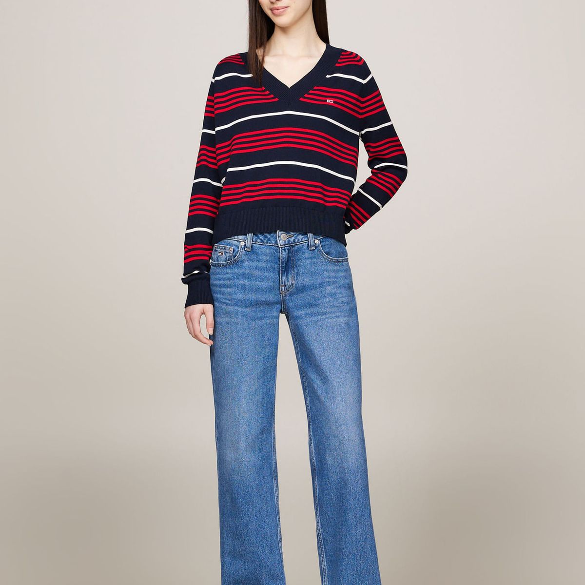 TOMMY HILFIGER - SWEATER TJW V-NECK STRIPE SWEATER