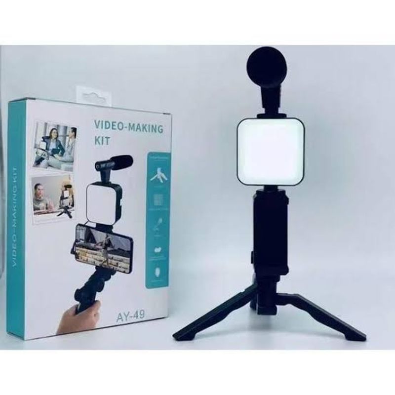 GENERICO - Kit de grabación para celular Micrófono Luz led trípode KD4920
