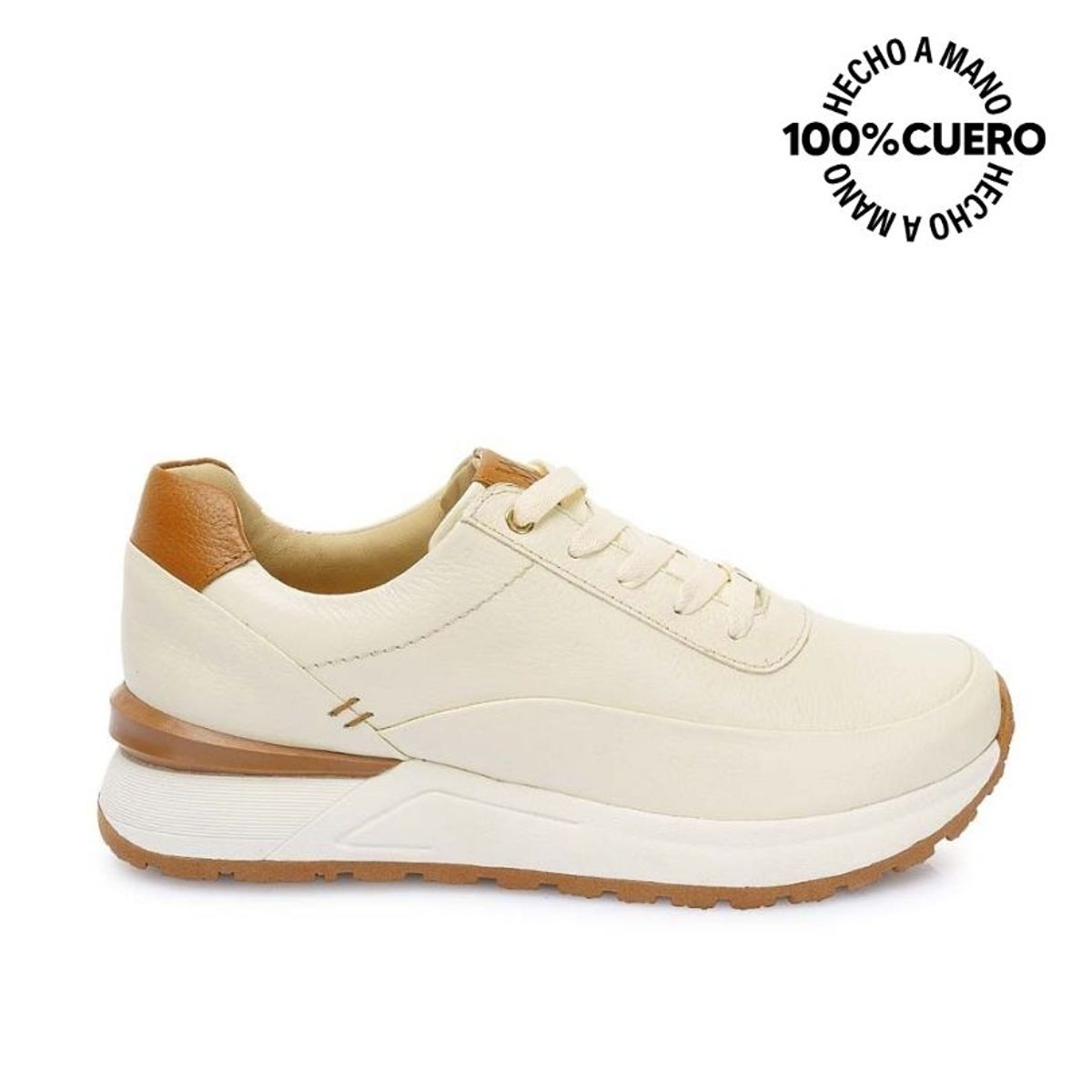 VIALE - Zapatilla Casual TERI-2501 Hueso Viale Cuero