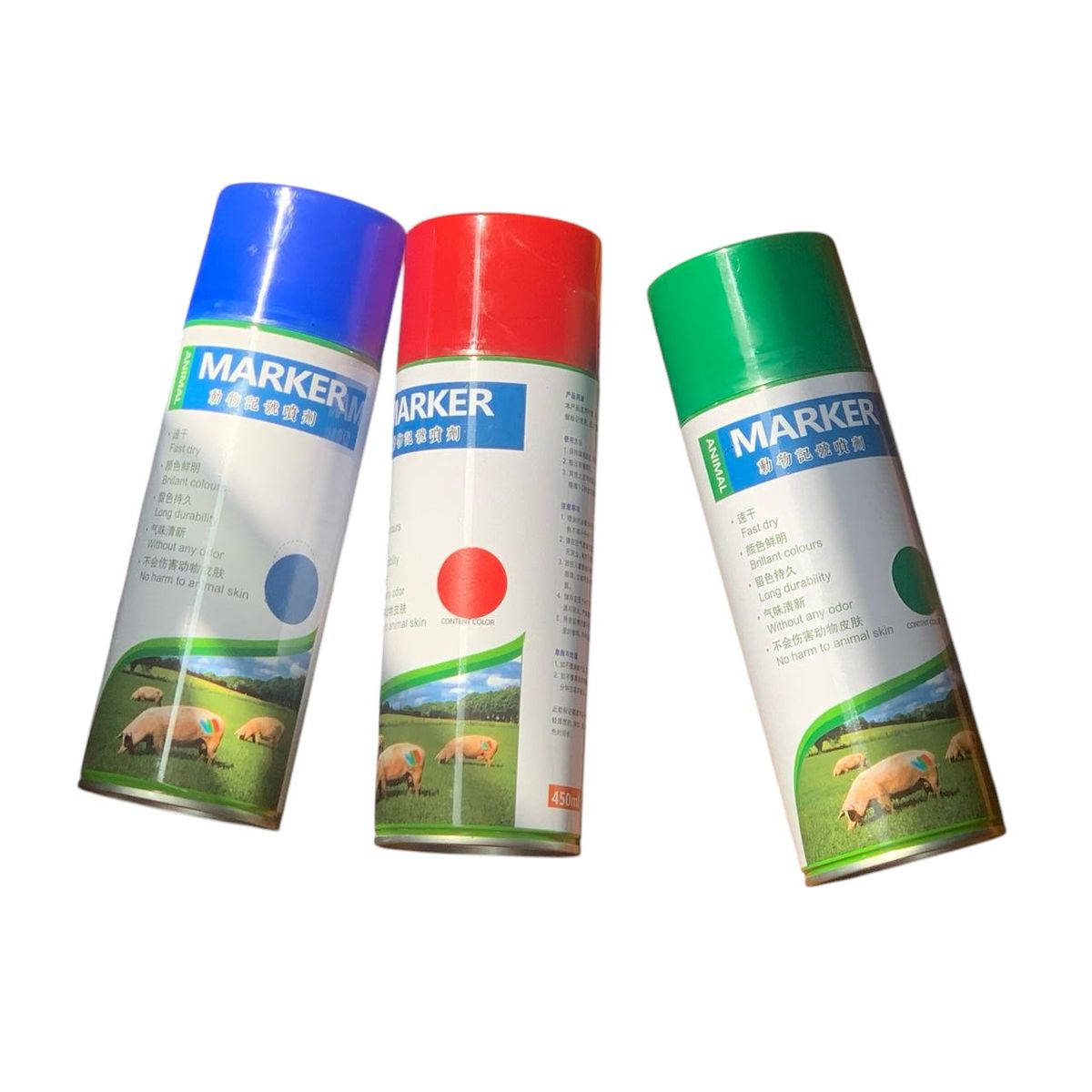 GENERICO - PACK X3 MARCADOR EN SPRAY PARA GANADO CERDOS VACAS OVEJAS 450ML