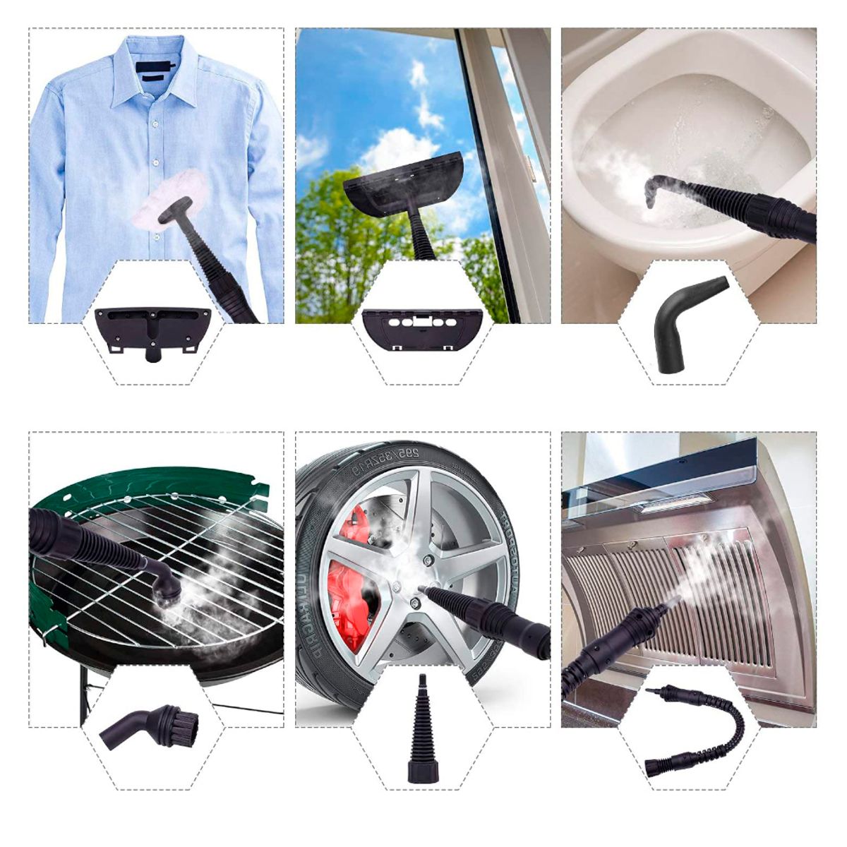 KELLER - Limpiador a Vapor Eléctrico Multifuncional 4 en 1