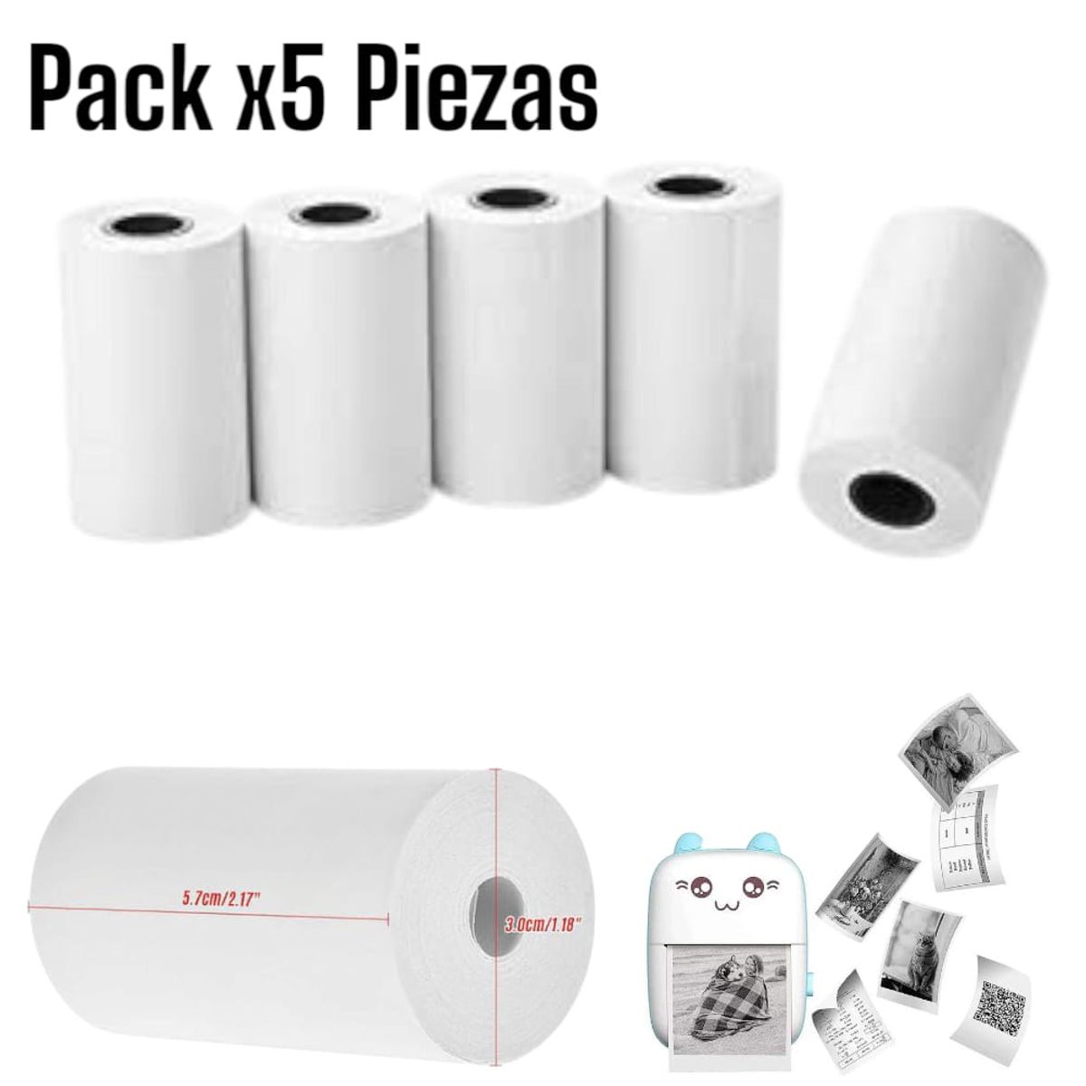 OEM - 5 Rollos de Papel Térmico 5.7cm x 12.5m Compatibles con TPV