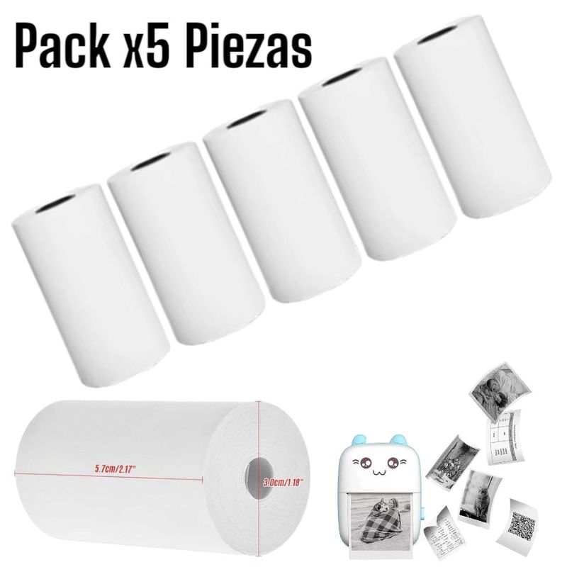OEM - Papel Térmico 5.7cm x 12.5m Pack de 5 Unidades para Impresora