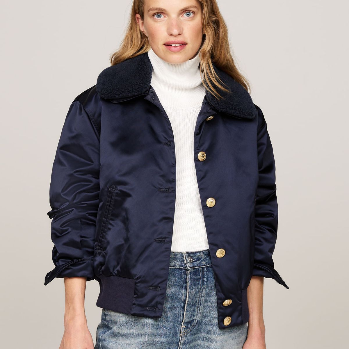 TOMMY HILFIGER - CASACA TEDDY COLLAR SATIN PADDED JACK