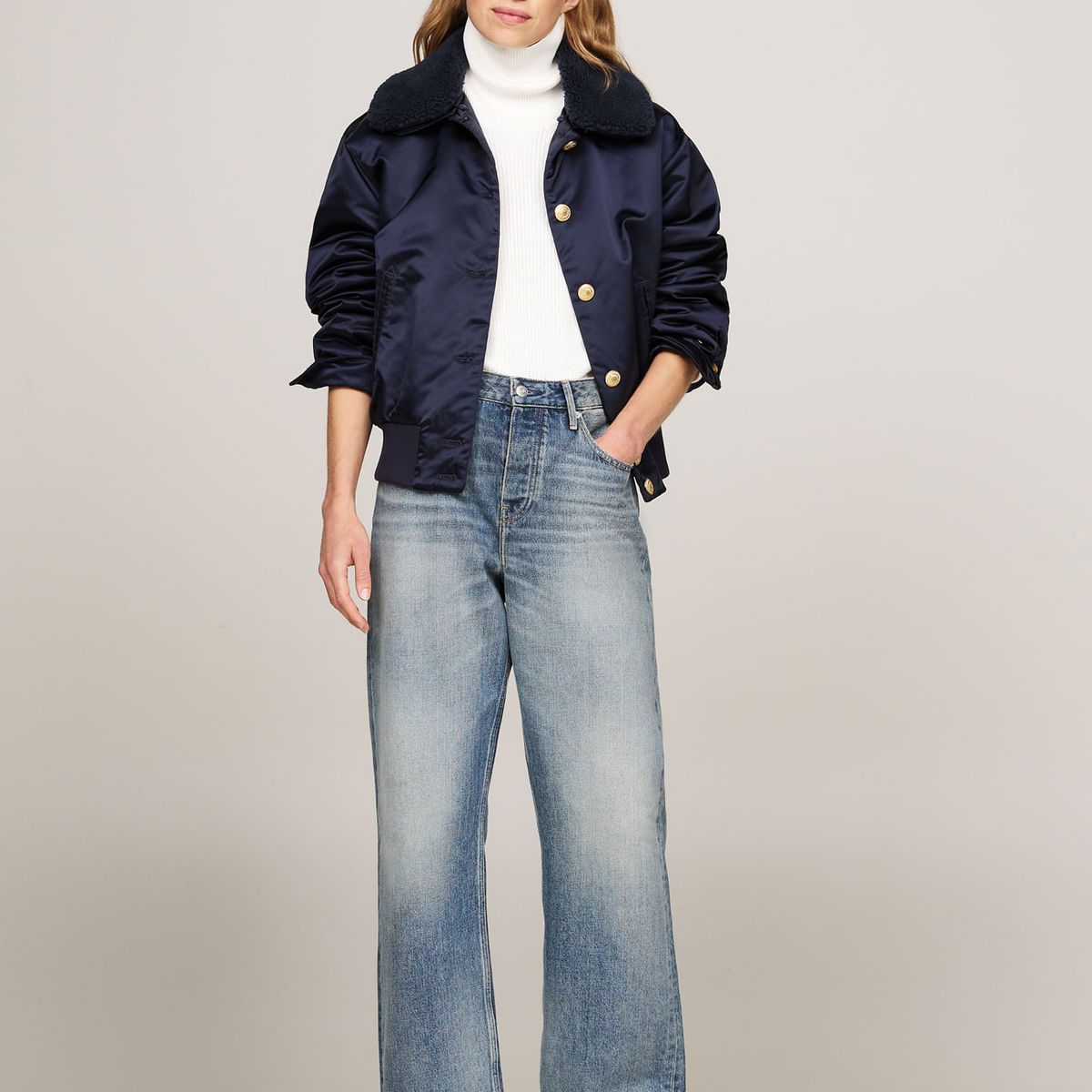 TOMMY HILFIGER - CASACA TEDDY COLLAR SATIN PADDED JACK