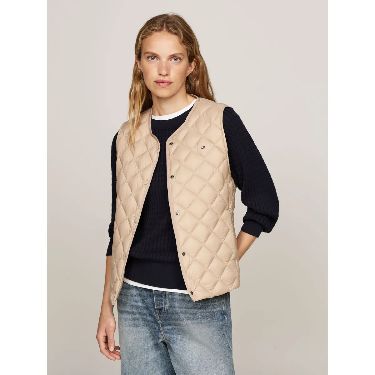 TOMMY HILFIGER - CHALECO LW DOWN QUILTED COLLARLESS VES
