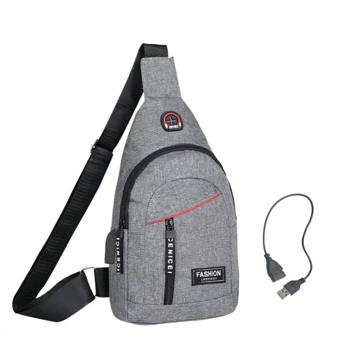 GENERICO - Bandolera Mochila Morral Hombre de nylon con conector USB
