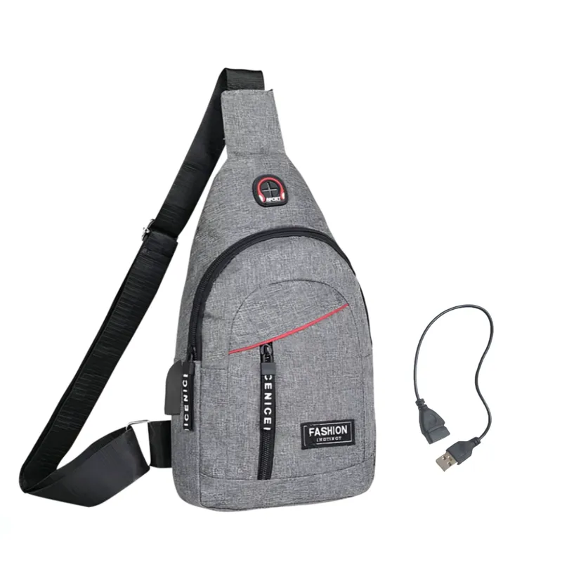 GENERICO - Bandolera Mochila Morral Hombre de nylon con conector USB