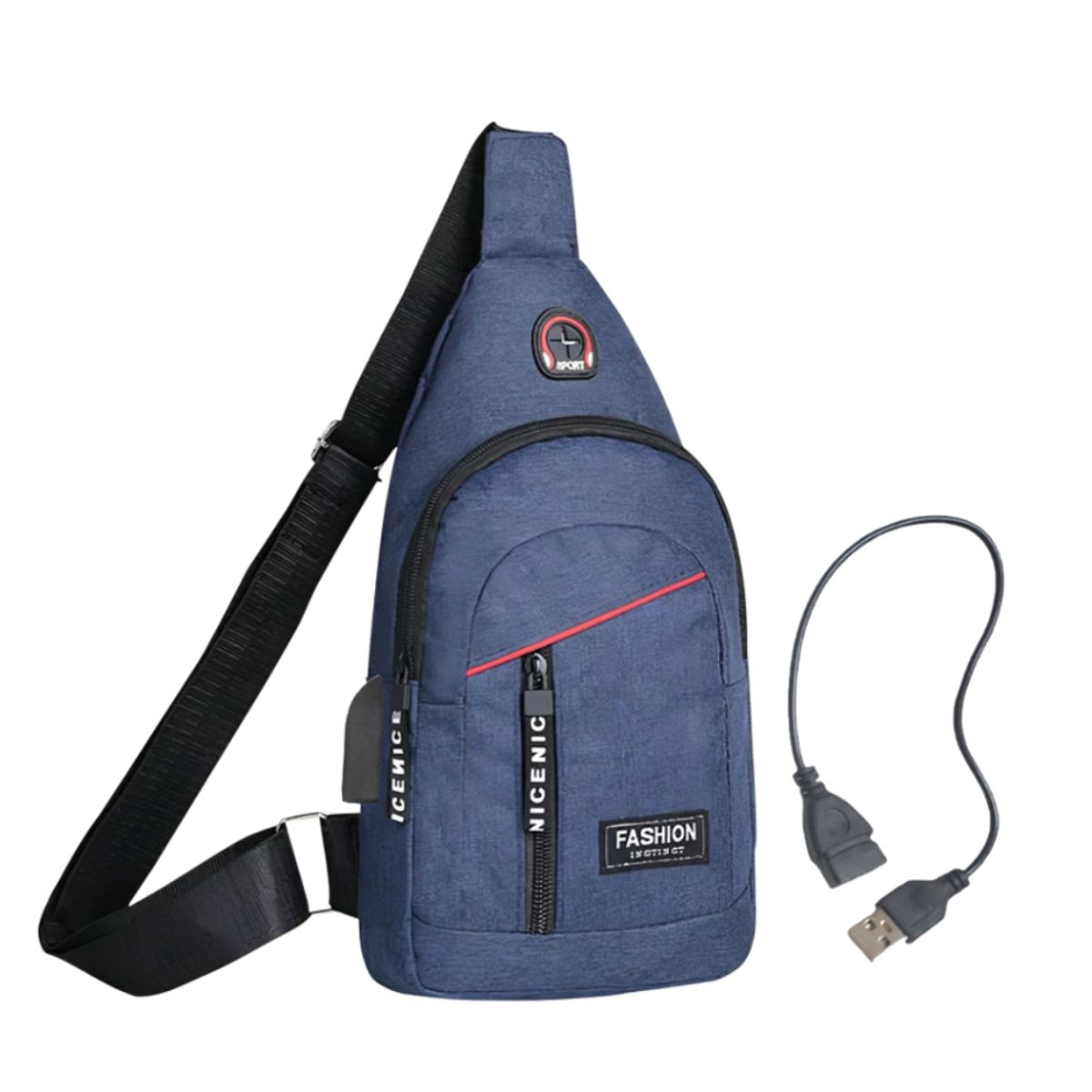 GENERICO - Bandolera Mochila Morral Hombre de nylon con conector USB
