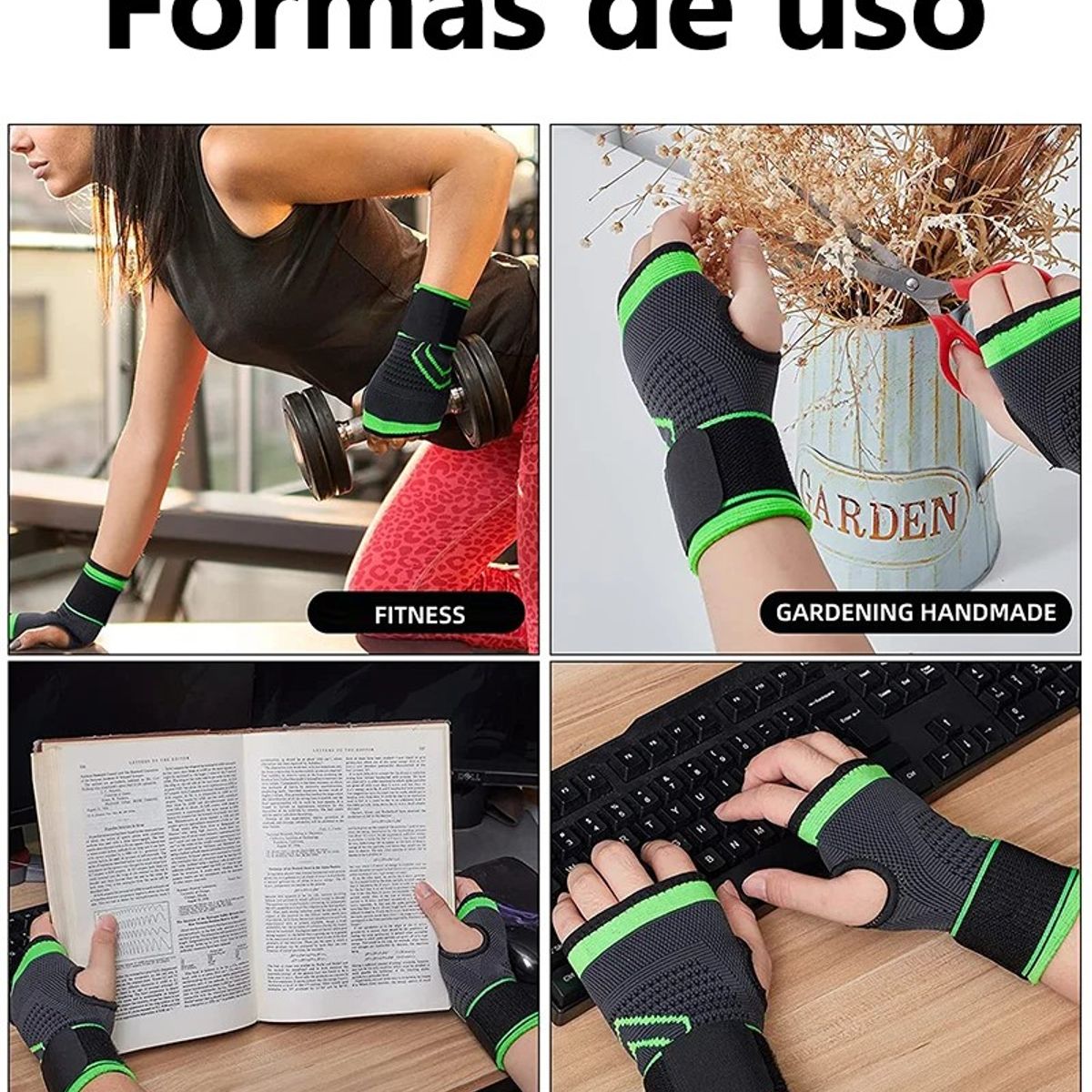 GENERICO - Guante verde con ajuste en la muñequera