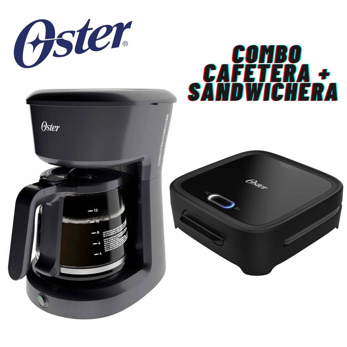 OSTER - Combo Cafetera Oster BVSTDCS121B + Sanguchera Grill CKSTSM400 Negro