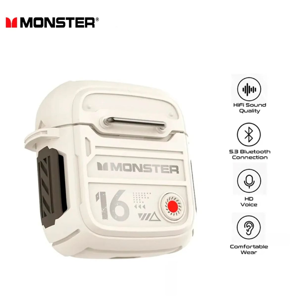 MONSTER - Audífonos Bluetooth Gamer Monster XKT16 Ivory