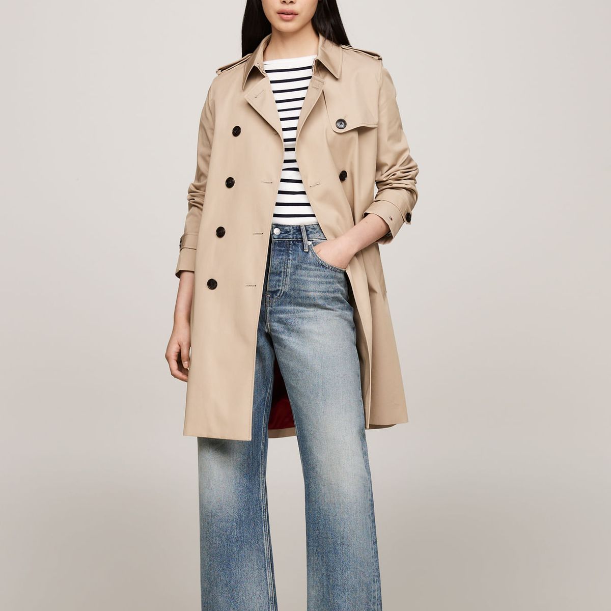 TOMMY HILFIGER - SACO COTTON DB SLIM FIT TRENCH