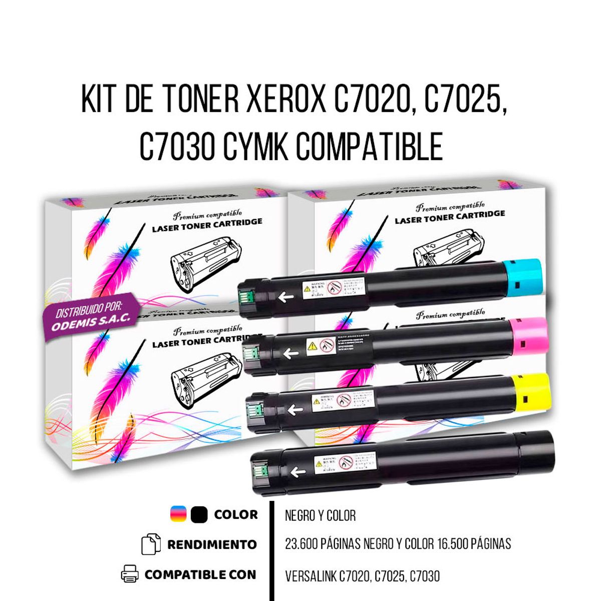 XEROX - Kit de Toner Xerox C7020 C7025 C7030 CYMK Compatible