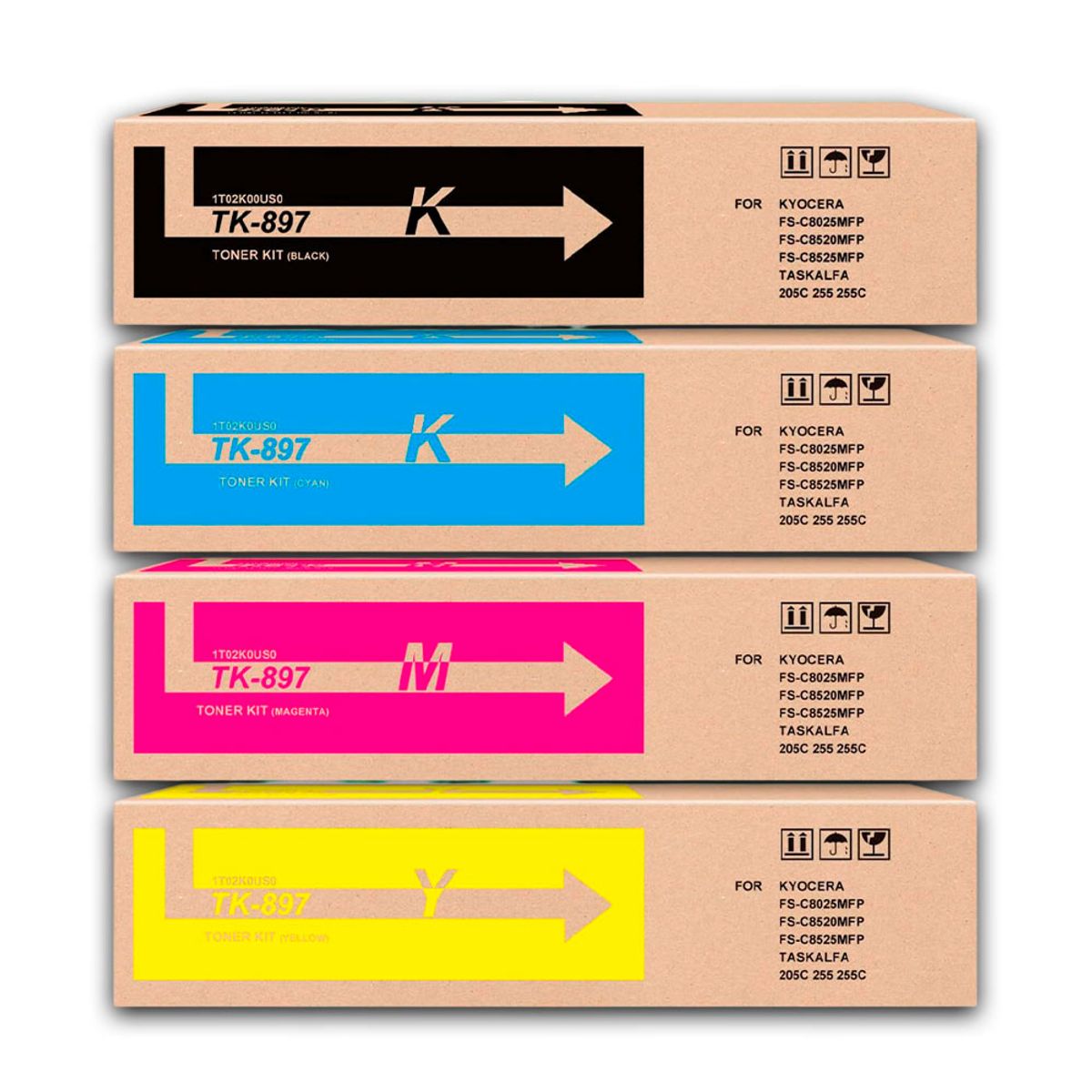 KYOCERA - Kit de Toner Kyocera TK 897 Negro y Colores TA-205c Compatible