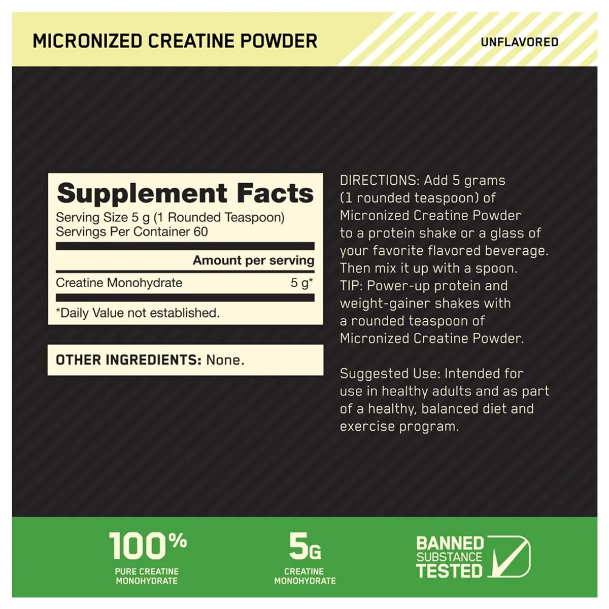 OPTIMUN NUTRITION - Creatina Monohidratada ON 300 Gr Creatine Powder +Straps +Scoop