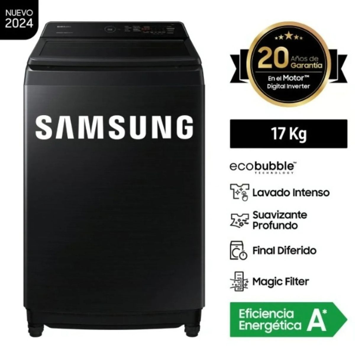 SAMSUNG - Lavadora Automatica Samsung 17Kg Carga Superior WA17CG6441BV