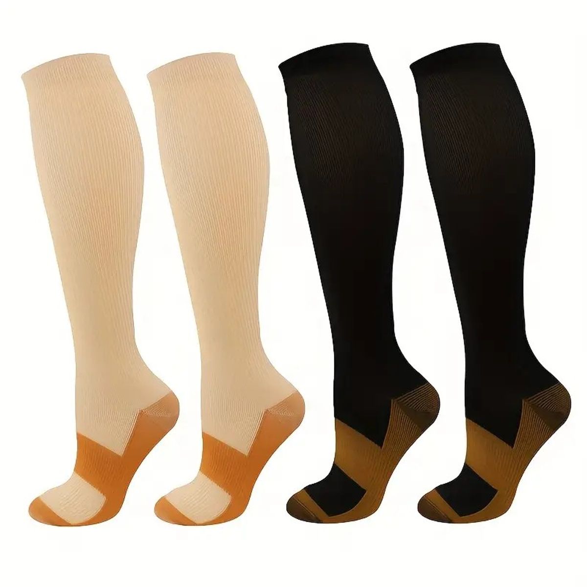 GENERICO - 2 Pares Medias Compresión Varices 20-30 mmHg - Cobre