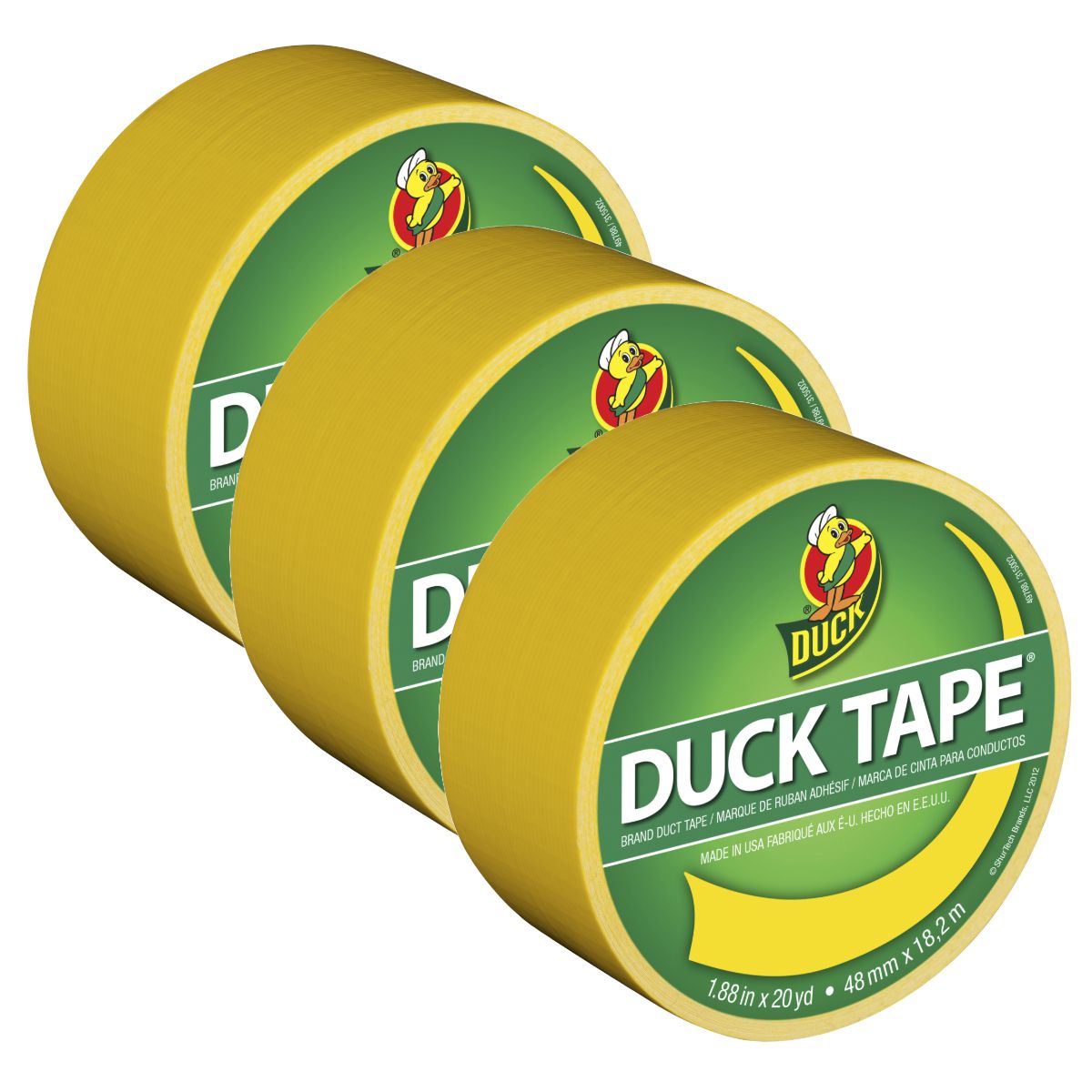 GENERICO - DUCK TAPE Cinta Adhesiva 2" x 20yds Amarillo Limón Pack x 3